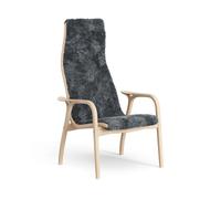 Swedese Fauteuil pour enfant Lamini hêtre laqué/peau de mouton Charcoal (gris foncé)