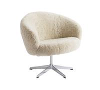 Swedese Fauteuil Rondino peau de mouton moonlight. aluminium poli