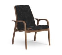 Swedese Laminett Fauteuil Noyer Laqué/Noir/Peau de Mouton