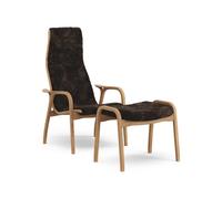 Swedese Lamino Fauteuil Haut Avec Repose-Pieds Chêne Huilé/Espresso/Peau de Mouton