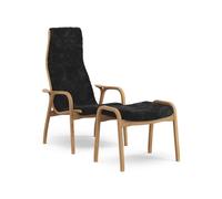 Swedese Lamino Fauteuil Haut Avec Repose-Pieds Chêne Huilé/Noir/Peau de Mouton