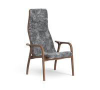 Swedese Lamino Fauteuil Haut Noyer Laqué/Scandinavian Grey/Peau de Mouton
