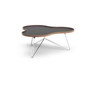 Swedese Table Flower 107x114 cm noir. 45 cm. bord en noyer. structure chromée