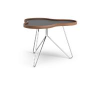 Swedese Table Flower 62x66 cm noir. 45 cm. bord en noyer. structure chromée