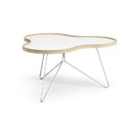 Swedese Table Flower 84x90 cm 45 cm-blanc-bord en chêne-structure chromée