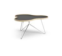 Swedese Table Flower 84x90 cm noir. 45 cm. bord en chêne. structure chromée