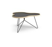 Swedese Table Flower 84x90 cm Noir. 45 cm. bord en chêne. structure noire