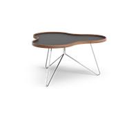 Swedese Table Flower 84x90 cm Noir. 45 cm. bord en noyer. structure chromée