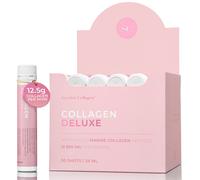 Swedish Collagen Collagen Deluxe Shots, lot de 30, 30 ampoules buvables de 25 ml, 12 500 mg de collagène marin hydrolysé avec acide hyaluronique, vitamine C, biotine et vitamine D pour la peau, les ch