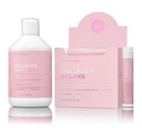 Swedish Collagen Deluxe - Suppléments collagène marin hydrolysé 12 500 mg (500 ml) et shots 20 x 25 ml pour 40 jours Peptides purs acide hyaluronique et vitamine C pour des cheveux
