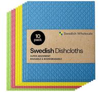 Swedish Dishcloth - Lot de 10 chiffons de nettoyage réutilisables en cellulose pour cuisine, respectueux de l'environnement, sans odeur, serviette de vaisselle absorbante (10 chiffons à vaisselle)