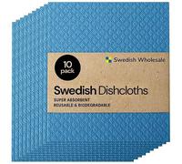 Swedish Dishcloth - Lot de 10 chiffons de nettoyage réutilisables en cellulose pour cuisine, respectueux de l'environnement, sans odeur, serviette de vaisselle absorbante (10 chiffons à vaisselle)