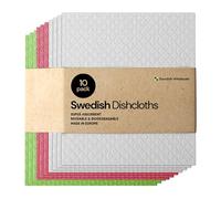 Swedish Dishcloth - Lot de 10 chiffons de nettoyage réutilisables en cellulose pour cuisine, respectueux de l'environnement, sans odeur, serviette de vaisselle absorbante (10 chiffons à vaisselle)