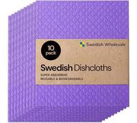 Swedish Dishcloth - Lot de 10 chiffons de nettoyage réutilisables en cellulose pour cuisine, respectueux de l'environnement, sans odeur, serviette de vaisselle absorbante (10 chiffons à vaisselle)