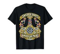 Swedish Roots Marteau de Thor Vegvisir Nœud Nordique Suède T-Shirt