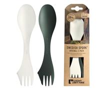Swedish Spork Original - Fourchette Cuillère de Camping - Couvert de Camping 3-en-1 - Couteau et Fourchette-Cuillère réutilisables - Couvert Multi Fonction sans BPA (2pack SageGreen/Cream)