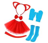 Sweeaau Accessoires de cosplay pour enfants chats queue oreilles bandeau, nœud papillon, gants, chaussettes, costume d'Halloween pour garçon et fille