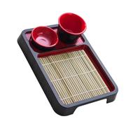 Sweeaau Assiette à nouilles froides avec tapis de drainage - Plat à collations, plateau d'apéritif, plateau à sashimi pour appartement, maison, cuisine, plateau d'apéritif, plateau à sashimi pour