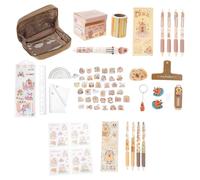 Sweeaau Capybara Lot de 21 fournitures scolaires avec grande trousse à crayons, gomme, règle, autocollant, pince à papier, fournitures de bureau pour professionnels