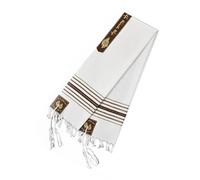 Sweeaau Châle de prière traditionnel avec franges et lettres hébraïques pour cérémonies spirituelles, événements religieux, unisexe, cadeau mitzvah, marron, Taille unique