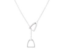 Sweeaau Collier avec étriers en forme de cheval avec breloque porte-bonheur unique et élégant en forme de fer à cheval pour femme, 1, Acier inoxydable, Pas de gemme