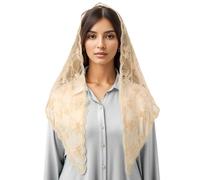 Sweeaau Foulard de messe latine voile pour femme - Mante catholique - Accessoire de fête, beige, Taille unique