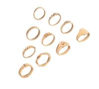Sweeaau Lot de 10 bagues de manchette géométriques pour femme en alliage de zirconium, bijoux élégants, cadeaux d'anniversaire, taille unique, Comme décrit, Comme décrit.