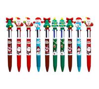Sweeaau Lot de 10 stylos à bille rétractables de Noël multicolores pour étudiant adulte 4 couleurs en 1