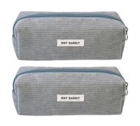 Sweeaau Lot de 2 trousses à crayons en velours côtelé pour enfants, étudiants, adultes, grande capacité à fermeture éclair, trousse de maquillage de voyage, gris