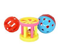 Sweeaau Lot de 3 jouets pour oiseaux comprenant des balles et des haltères pour perroquet, sans odeur, petits jouets d'entraînement colorés pour oiseaux, calopsittes, ne pas entraîner les perruches à