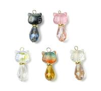 Sweeaau Lot de 5/8 breloques en forme de chats pour la fabrication de bijoux, pendentifs animaux pour étuis, colliers, boucles d'oreilles, accessoires de couleurs mélangées