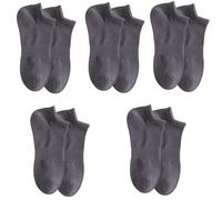 Sweeaau Lot de 5 paires de chaussettes courtes pour homme - Style décontracté - Pour sport de plein air - Poignets côtelés - Maille respirante - Couleur unie - Athlétique - Bateau léger, gris foncé