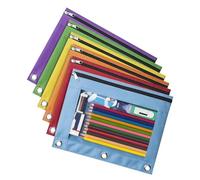 Sweeaau Lot de 6 trousses à crayons avec fenêtre transparente - Fermeture éclair - 3 anneaux - Pour organiser les fournitures scolaires