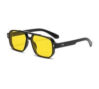 Sweeaau Lunettes rectangulaires à double faisceau pour filles, adolescentes, hip-hops, tendance, discothèque, fête pour adultes, adolescents, adultes, lot amusant de fête personnalisée, jaune