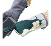Sweeaau Mitaines d'hiver pour femme avec queue de chaton, motif dessin animé, impression numérique, fausse polaire doublée, moufles chaudes pour homme, Noir , taille unique