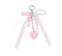 Sweeaau Porte-clés en forme de cœur avec joli nœud - Chaîne de voiture créative - Ballerines - Ornements de sac de ballet - Porte-clés en forme de cœur pour sac de voiture, Q1876 2