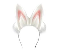 Sweeaau Serre-tête oreilles d'animaux queue d'animal costume de lapins oreilles de lapin bandeau fausse fourrure queue d'Halloween cosplay fête costume de lapins