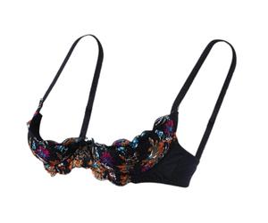 Sweeaau Soutien-gorge balconnet pour femme avec effet push-up 1/4 coupe dentelle, sous-vêtements à armatures, bas col, nœuds étagés, lingerie dentelle à étagères, 36C