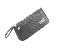 Sweeaau Trousse à crayons en velours côtelé avec 2 compartiments - Grande capacité - Trousse de maquillage de voyage pour fille et femme, gris