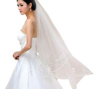 Sweeaau Voile de mariage en tulle pour femme - 1,5 m - Avec une seule couche - Longueur du bout des doigts - Pour enterrement de vie de jeune fille, blanc, Taille unique