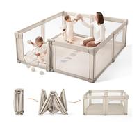 Sweeby Parc de jeu pliable pour bébé - Clôture extra large pour l'intérieur et l'extérieur - Parc sûr pour bébés et tout-petits (beige, 150 x 150 cm)