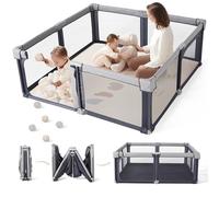 Sweeby Parc de jeu pliable pour bébé - Clôture extra large pour l'intérieur et l'extérieur - Parc sûr pour bébés et tout-petits (gris sidéral, 200 x 180 cm)