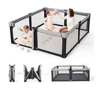 Sweeby Parc pour bébé pliable - Clôture extra large pour l'intérieur et l'extérieur - Parc sûr pour bébés et tout-petits (noir obsidienne, 150 x 150 cm)
