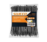 SWEED 200mm Riselant Noir, 1000pcs Serre Cables Robustes, Serre-Câbles Resistant à La Traction De 22kg, Collier de Serrage Anti-UV, Usage En Intérieur Et Extérieur