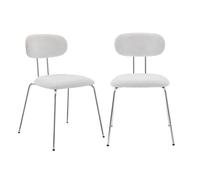 sweeek - 2 chaises décor Bois courbé teinté chêne et Tissu déperlant Blanc. Pieds métal chromé - L 45 x P 55 x H 80cm - Erin