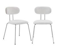 sweeek | 2 chaises décor bois courbé teinté noyer et tissu déperlant blanc pieds métal chromé - L 45 x P 55 x H 80cm - Erin G