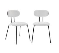 sweeek - 2 chaises décor Bois courbé teinté Noyer et Tissu déperlant Blanc. Pieds métal Noir Mat - L 45 x P 55 x H 80cm - Erin