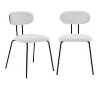 sweeek - 2 chaises décor Bois courbé teinté Noyer et Tissu déperlant Blanc. Pieds métal Noir Mat - L 45 x P 55 x H 80cm - Erin