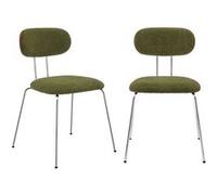 sweeek | 2 chaises décor bois courbé teinté noyer et tissu déperlant kaki pieds métal chromé - L 45 x P 55 x H 80cm - Erin bois G
