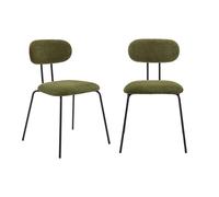 sweeek - 2 chaises décor Bois courbé teinté Noyer et Tissu déperlant Kaki. Pieds métal Noir Mat - L 45 x P 55 x H 80cm - Erin